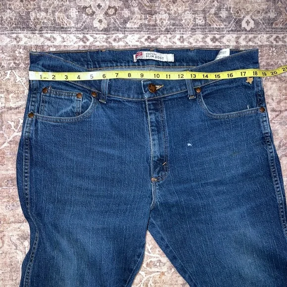 Wrangler Rooted Collection Texas Cotton Jeans 36x34 Straight Leg Slim Fit - Picture 10 of 10